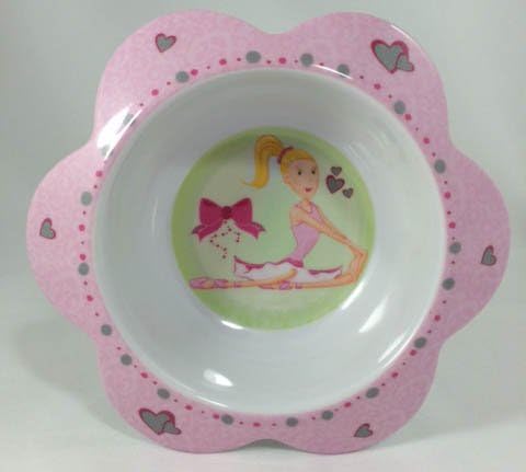 Pink Bowl with Ballerina Design and Flower Petal Shape - set of 3 pieces