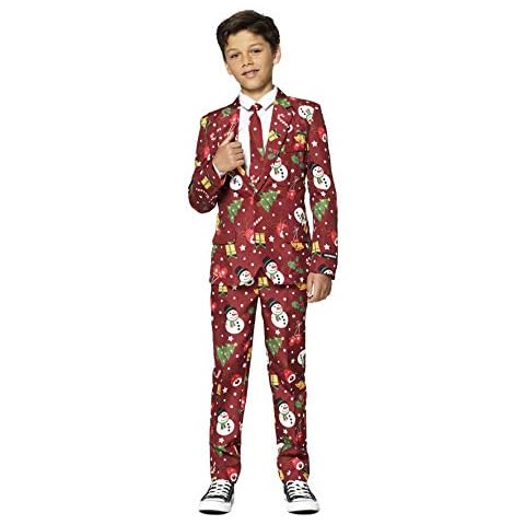 Suitmeister Boys Light Up Christmas Suit - Size XL, Red Icons | Includes Kids Blazer Jacket, Pants & Tie | Slim Fit Ugly Fancy Dress Outfits | Christmas Day Outfit, Festive Party & Thanks Giving Cover