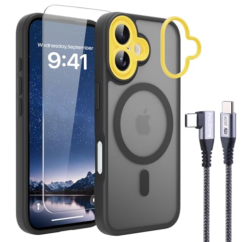 PinLiSheng Magnetic for iPhone Case (Black & Yellow, iPhone 16)