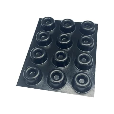 12 x Black 22.3mm x 10.1mm Self Adhesive Recessed Bumper, Rubber Feet for Furniture, Glass, Tables, Crafts - from The StickyStuff Company Cover