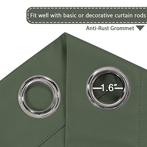 Image of H.VERSAILTEX Blackout Patio Curtains 100 x 108 Inches for Sliding Door Extral Wide Blackout Curtain Panels Thermal Insulated Room Divider - Grommet Top, 9' Tall by 8.5' Wide - Bronze Green
