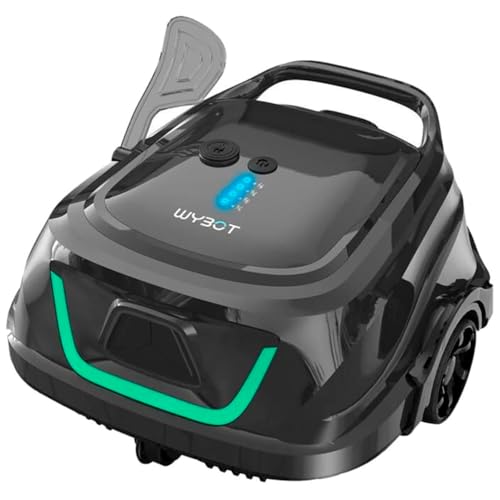 WYBOT A1 Poolroboter Akku - Kabelloser Poolsauger mit 120 Min Laufzeit & Dual-Filtrierung, Automatisches Parken für Flachboden-Aufstellpools bis 100 m², 2,5h Schnellladung,Dunkelgrau-grün