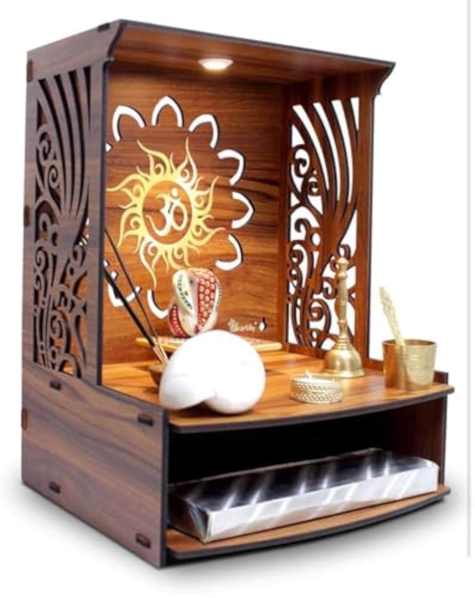 Om Surya Design Pooja Mandir for Home Temple