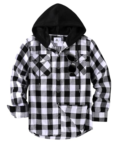 JACKETOWN Camicia in Flanella Quadri da Uomo con Cappuccio Maniche Lunghe vestibilità Regolare Camicie Casual Comode in Cotone con Taschino sul Petto Taglia M-3xl