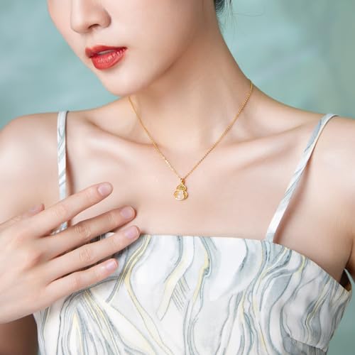 24K Gold Pendant Jade Gourd Charms Good Luck Jewelry Feng Shui Charm Natural White Jadeite Pendants Fortune Hetian Gemstone Wealth Healing Stone Protection Bead Lifetime Solid Gold Gifts for Women Men3