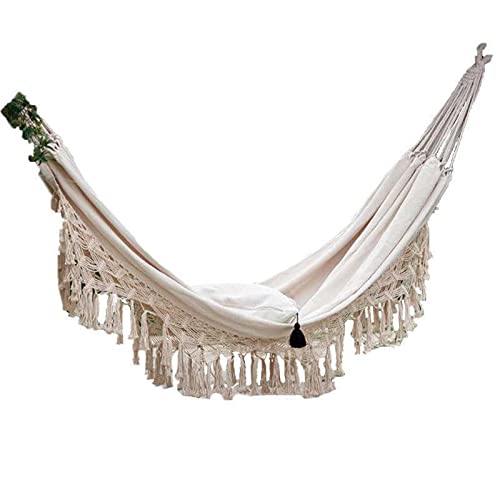 KOZSF Amacas De Jardin Hamaca De Estilo Bohemio para 2 Personas Deluxe Macrame Brasiliana con Flecos para Colgar para Colgar-Blanco_Australia Cover