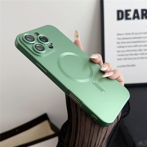 QGGNMGT Funda de Silicona Suave con Lente de Cristal para iPhone 16, 15, 14 Plus, 13, 12, 11 Pro MAX, 8, 7 Plus, X, XR, XS MAX, Funda de Carga inalámbrica, Verde, para iPhone 13