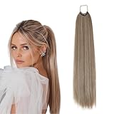 prinfantasy Hair Pieces for Women Ponytail Silky Straight Hair Extensions 60CM On Wrap Around Ponytail Hairpieces Long Hair - Ash Blonde Mix Bleach Grey Blonde,GBMW286 - Image 1