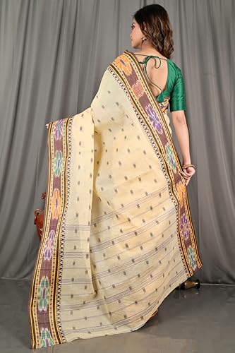 Image of eC ESHA'S COLLECTION Women's Traditional Pure Cotton Katki Tant Saree Without Blouse Piece