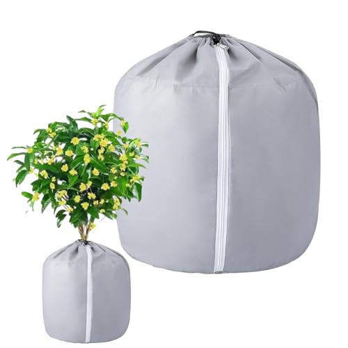 Cubierta para plantas, protección del – Maceta protectora invernal para plantas con cordón y cremallera – Tela resistente para huerto, jardín, césped, flores al aire libre