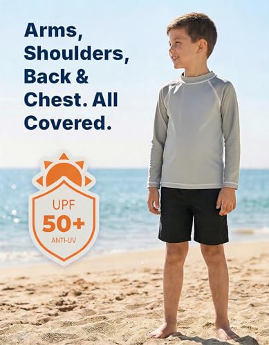 Image of City Threads Rash Guard for Boys SPF 50+ Made in USA, Long Sleeve Swim Shirt with Sun Protection, Toddler, and Youth Sizes