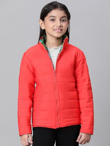 Image of oxolloxo Kids Girl Floral Print Zip Lined Long Sleeve Reversible Quilted Jacket