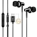 TriLink USB Type C Earbud Headphones with Mic and Volume Control, Wired in-Ear Extra Bass Noise Cancelling Earphones for Motorola Moto Z Series(Black)