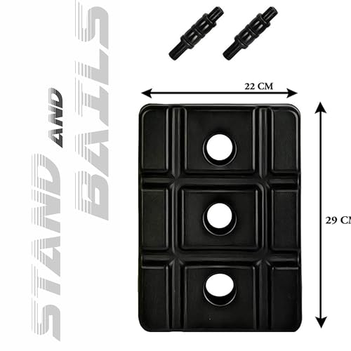 Artino Fluorescent Red Plastic Cricket Wicket Set Full Size - 3 Stumps + 2 Bails + 1 Stand (Plastic Wicket Set)
