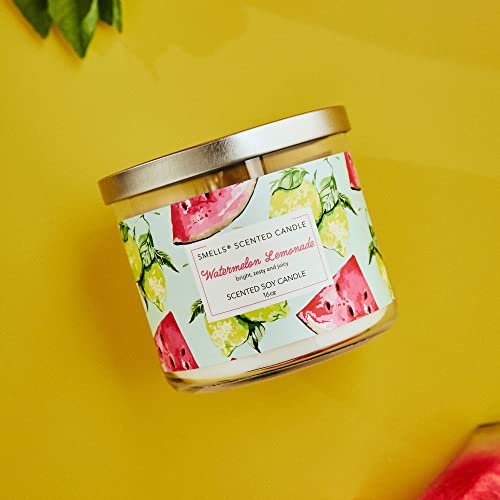 Smells - Premium Soy Wax Round Jar Scented Candle 16Oz. - 100% Cotton 3-Wicks - Fragrance That Eliminates Home And Office Odors: Food, Pets, Smoke And Others (2-Pack, Watermelon Lemonade) #TOP6