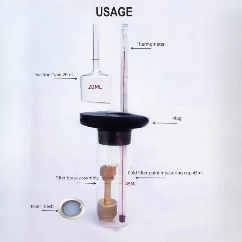 CFPP-A Kit for il test del punto di filtraggio a freddo, con tubo di aspirazione, termometro a tazza graduata for l'analisi del flusso a freddo(Whole Set)