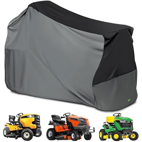 Premium Riding Lawn Mower Cover, Elechomes Heavy Duty 600D Polyester Oxford UV Protection Waterproof Windproof Universal Fits Decks Up to 60" Lawn Mower Dust Covers with Storage Bag 82.5x46x55 Inch Cover