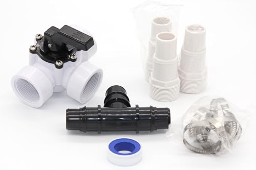 Ganador Pool Supplies 3-Way Universal Bypass Kit 12 pcs - Diverter Valve for Solar Heaters, Heat Pumps & Salt Systems, 1-1/4" & 1-1/2" Connections with Adapters and Hose Clamps