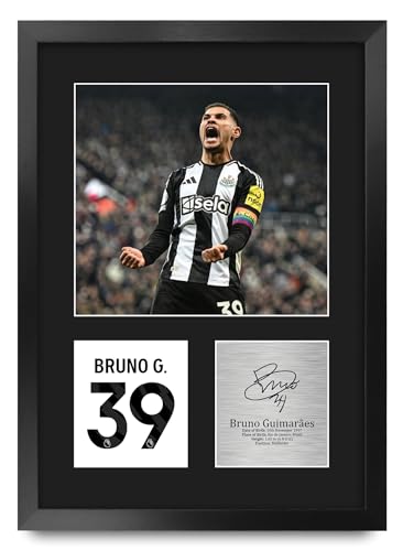 Photo Bruno Guimaraes Newcastle dédicacée cadre A3 pour déco salon foot