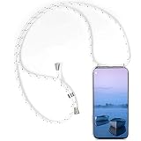 Handykette Kompatibel Hülle Samsung Galaxy Note 10 Transparent Silikon Handyhülle,mit Chic Umhängeband Necklace Lanyard Stossfest Schutzhülle - Weiß und Grau
