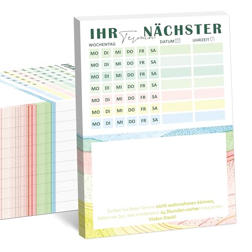 Terminzettel Praxis | 12 x Terminblock | Terminblöcke mit 600 Terminzetteln | DIN-A7 Terminzettel 7 Termine pro Zettel für Ärzte Heilpraktiker Physio Massage Studios Kosmetik