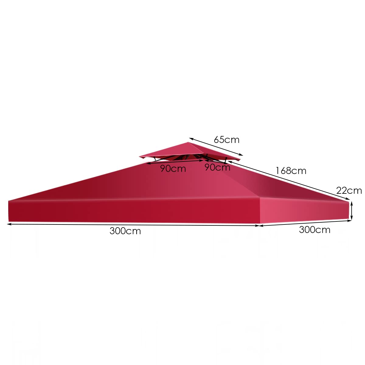 Tuinpaviljoen 4x4 m hardtop stalen dak, 4 zijwanden crème, profiel