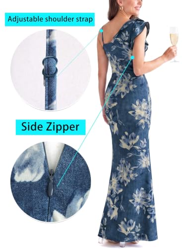 Image of VFSHOW Womens Ruffle One Shoulder Wedding Formal Prom Evening Maxi Dress