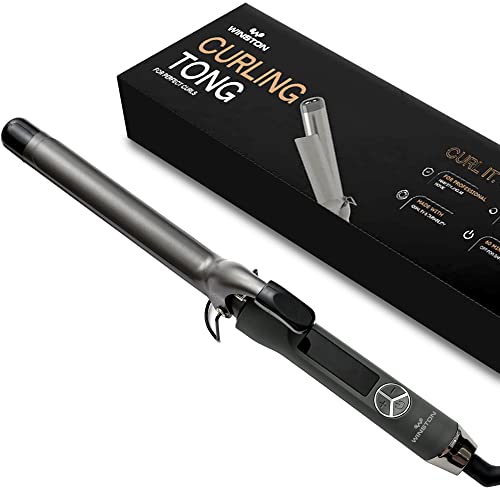 Image of WINSTON Hair Tong Curler for Women with 25mm Fast Heating Tourmaline Infused Barrel Rod for Hair Curling | Professional Hair Curling Tong machine - Black