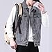 Men's Ripped Distressed Casual Denim Vest Button Down Fashion Trucker Jean Vests Loose Fit Sleeveless Jean Vest (XX-Large,Gray 4)