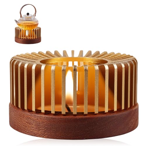 Stövchen für Teekanne, Duftlampe Teelicht, Teewärmer mit Massivholzsockel Separates Design, Tassenwärmer Teestövchen für die Wärmeerhaltung von Tee und Kaffee