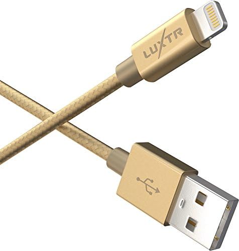 Luxtr - iPhone Charger - 6.5 ft - True Apple Certification, ToughArmor Aluminum and Nylon Design, Works with All Lightning Devices - Gold