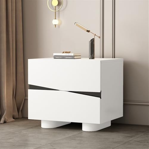 Table de chevet en bois massif avec 2 tiroirs de rangement pour petit espace