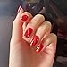 Sethexy Brillant Carré Oeil de chat Faux ongles Moyen Briller Couverture complète Faux ongles rouge Conception d'art 24 pièces Acrylique Faux ongles pour les femmes et les filles