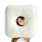DRADERCH Almohada para Piercing con Agujero, Cojín de Oreja Ajustable para Dormir de Lado, Almohada para Aliviar la Presión y el Dolor de Oído, para Piercings, Helix y Uso de Tapones
