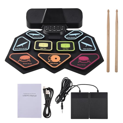 Batterie électronique compacte Walmeck avec 9 pads et prise casque pour débutant