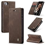 Cracedily Handyhülle für iPhone 6 / 6S Hülle, Klapphülle Premium Lederhülle Klappbar Flip Hülle Tasche Magnet Kartenfach Standfunktion Klapphülle Schutzhülle für iPhone 6 / 6S Handyhülle, Kaffee