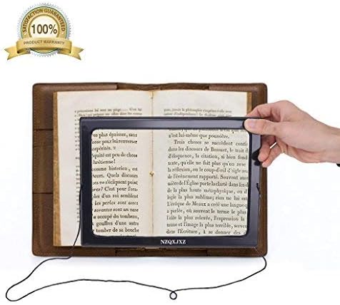 Magnifier Magnifying Glass LED Lighted Illuminated Hands-Free Large Rectangular Full-Page Foldable3X Desktop Portable for Elder Kids