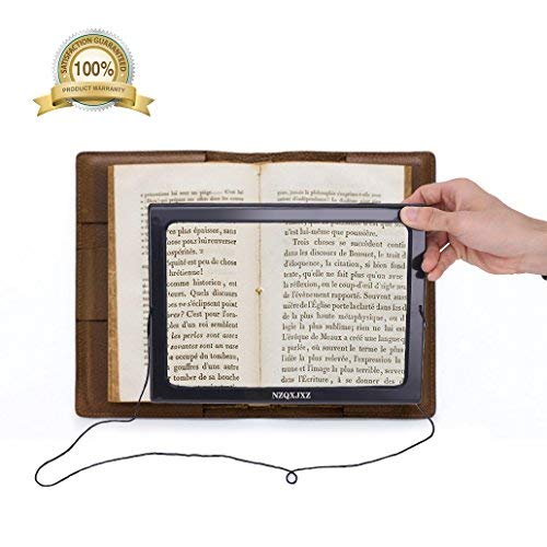 Magnifier Magnifying Glass LED Lighted Illuminated Hands-Free Large Rectangular Full-Page Foldable3X Desktop Portable for Elder Kids