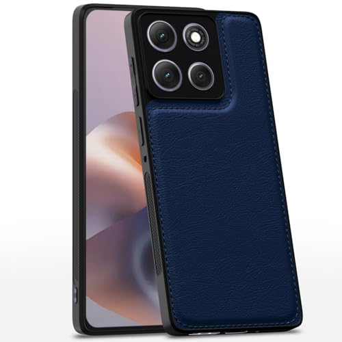 Image of Outlouders Back Cover for Motorola Moto G86 Power 5G | Full Camera Protection | Super Soft-Touch | Raised Edges | Flexible Pu Leather | Bumper Case (Blue)