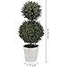 Artificial Boxwood Topiary Trees in Gray Paper Pulp Pots, Set of 2