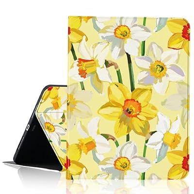 JOYLAND Yellow Background Flowers Tablet Case for iPad mini 7 (A17 Pro) 2024/iPad Mini 6 2021,Anti-Scratch Shockproof Stand Protective Cover with Pencil Holder