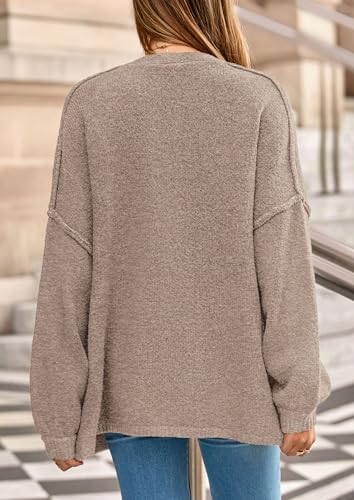 PRETTYGARDEN Fall Chunky Cardigan Sweaters for Women 2025 Button Lantern Sleeve Knit Oversized Sweater Coats with Pockets4