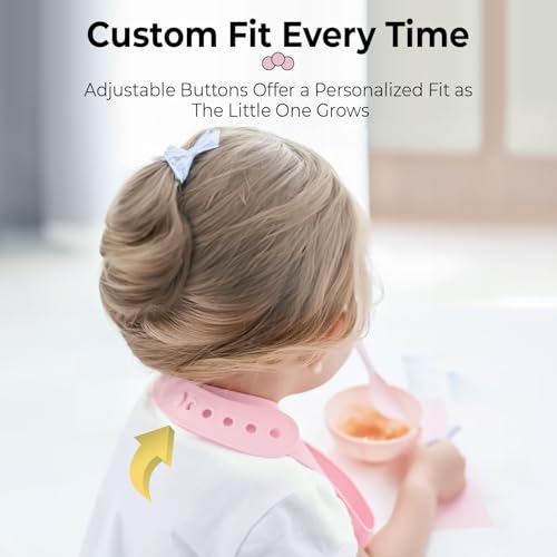 Image of StarAndDaisy Reusable Silicone Bib for Baby with Adjustable Buttons for Mess-Free Feeding