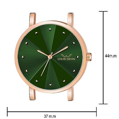 Image of LOUIS DEVIN Rose Gold Plated Mesh Chain Analog Wrist Watch for Women (Blue /Green /Brown /Black Dial) | LD-RG173