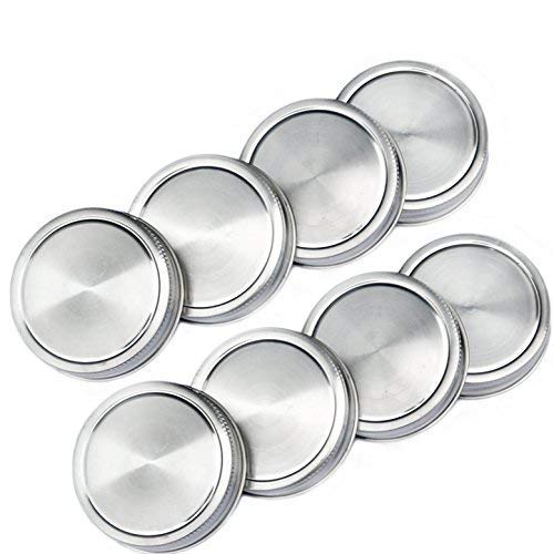 Polished Stainless Steel Storage Mason Jar Lids Caps with Silicone Seals (8Pack, Regular Mouth), Jar not Include. … …
