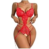 Generico Intimo Donna Sexyhot Curvy Biancheria Intima Hard Leggero Bianca Body Intimissimi Trasparente Aderente Rossa Completi Intimi Aperto Seducente Elegante Completo Traspirante Natale