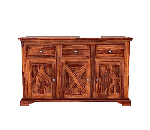 Image of Solid Sheesham Wood Wooden Chest of Drawers with Drawer Storage | Multipurpose Storage Cabinet Rack for Bedroom Home Living Room (Carrock, Honey Finish)