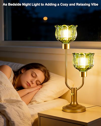 Image of Lightdot Table Lamp & 65IN Glass Floor Lamp Dimmable Bulbs Included Nightstand Lamp 3000K Warmwhite Ambient Bedside Lamps for Living Room Bedroom Girls Room Home Office Decor Gift