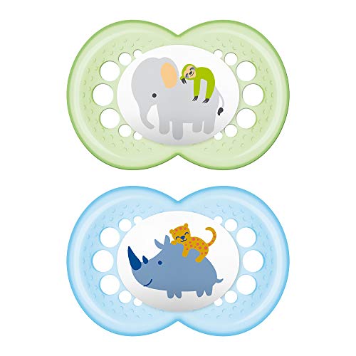 MAM Animal Pacifier (2 pack, 1 Sterilizing Pacifier Case), Pacifiers 6 Plus Months, Baby Pacifiers, Baby Boy, Best Pacifiers for Breastfed Babies, Sterilizing Storage Case