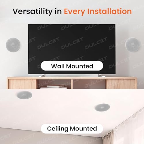 Image of DULCET DC-CS6F-BT Pro White 6.5 Inch 20W 2 Way Active Bluetooth Ceiling Speaker with Inbuilt Amplifier - Supports Upto 3 Passive Ceiling Speakers